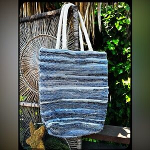 Upcycled Tote, all denim blue shdes
